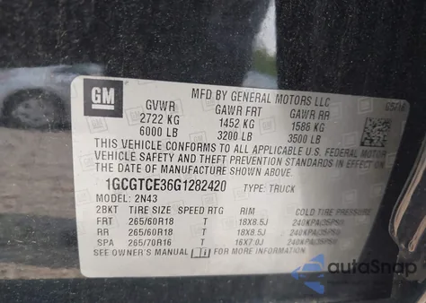 2016 Chevrolet Colorado Lt from USA, damaged, VIN 1GCGTCE36G1282420